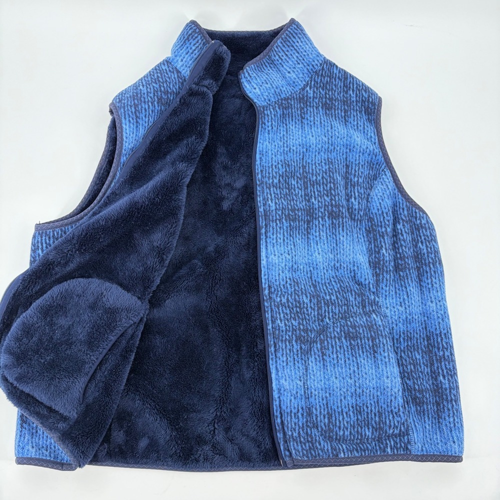 Fuda Reversible Vest Faux Fur Blue Gorpcore Cabin Layering Cozy Fuzzy Teddy 2X
